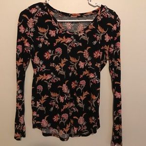 LOFT long-sleeve floral blouse, XS